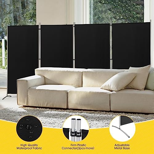 RANTILA 4 Panel Room Divider, 6 Ft Tall Folding Privacy Screen Room Dividers, Freestanding Room Partition Wall Dividers, 136''W x 20''D x 71''H, Black - Image 4