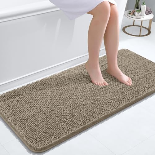 OLANLY Bathroom Runner Rugs 47x20, Extra Soft Absorbent Chenille Bath Rugs by OLANLY