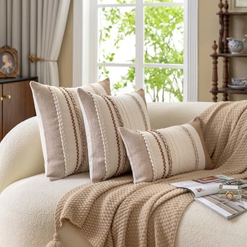 Cethom Boho Throw Pillow Covers 12x20 Inch Set of 2, Brown Textured Decorative Couch Pillow Cases for Farmhouse Home Decor, Accent Cushion Cover for Sofa, Bed, Living Room, Bedroom - Image 4