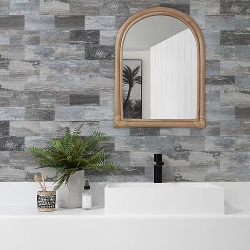 Vamos Tile 100-Piece Peel and Stick Backsplash Seamless Tile,3''x6'' Distressed Wood PVC Subway Tile,Stick on Backsplash for Kitchen/Bathroom/Laundry Room - Image 6
