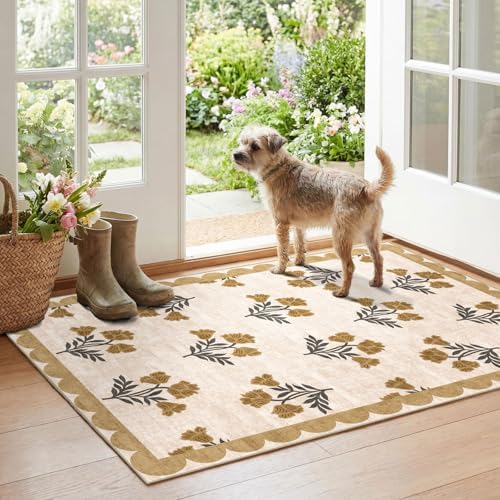 Floral Outdoor Rug, 28"x43" Front Door Mat Indoor Outside Entrance by Othilic