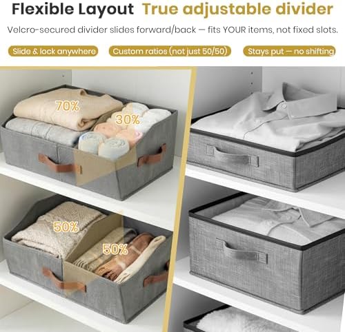 Closet Organizers Storage, Small Collapsible Bin 3pc, Dark Gray - Image 5