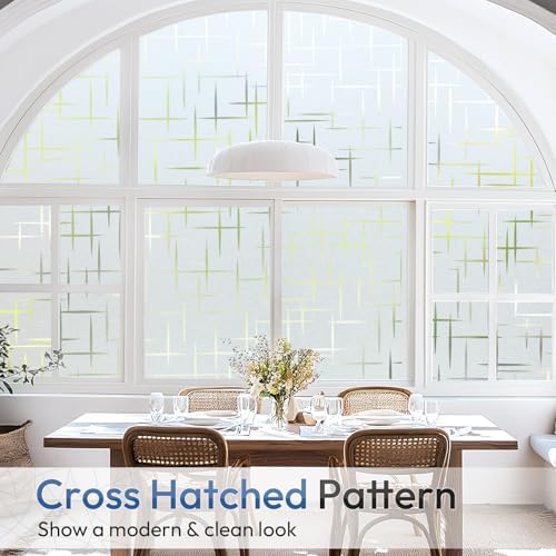 rabbitgoo Frosted Window Privacy Film, Cross Pattern, No Glue, 23.6"x157.4" - Image 7