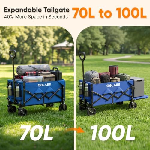 Golabs WA1 Collapsible Folding Wagon Cart, Max 220lb Load, Expands to 100L - Image 2