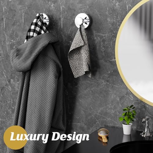 MOTAIPEAK Suction Cup Hooks for Shower,Removable Shower Towel Suction Hooks for Bathroom Wall,Kitchen,Glass,Mirror,Tile to Hang Robes,Loofah-Chrome(4-Pack) - Image 6