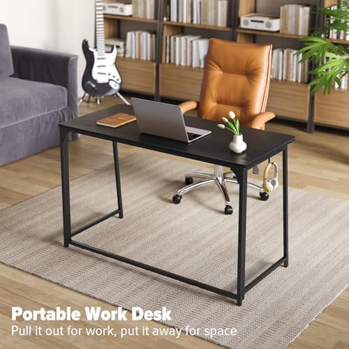 WOHOMO Folding Desk, 47.2" Foldable Computer Table for Small Spaces, Black - Image 7