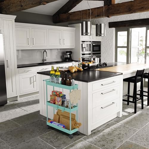 Simple Houseware 3-Tier Slim Rolling Cart w/Handle 5.5" Wx27.5 H, Turquoise - Image 7