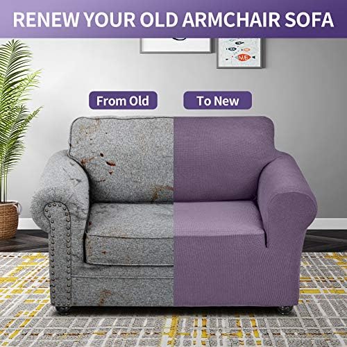 Joccun Stretch Chair Couch Cover,1-Piece Sofa Slipcover Spandex Jacquard Fabric Sofa Covers with Elastic Bottom,Washable Furniture Protector for Dogs,Cats,Kids(Armchair,Grapeade) - Image 6