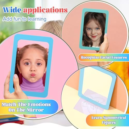 Dandat 30 Pcs 6x4 Shatter Proof Unbreakable Kids Mirrors, Gray Blue - Image 5