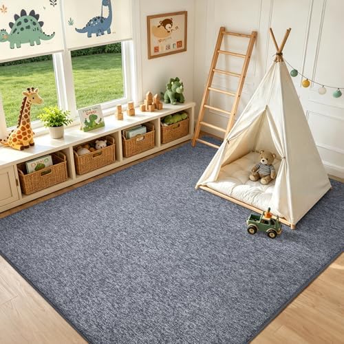 4x6 Grey Blue/White Area Rug Non-Slip Washable Soft for Bedroom Living Room - Image 5