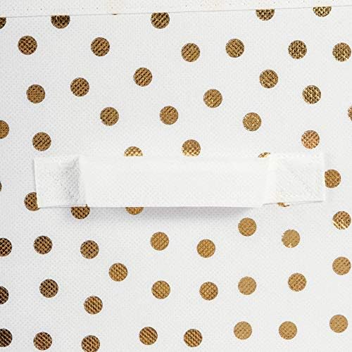 DII Woven Polyester Storage Bin, Polka Dot, White & Gold, Small Set of 4 - Image 4