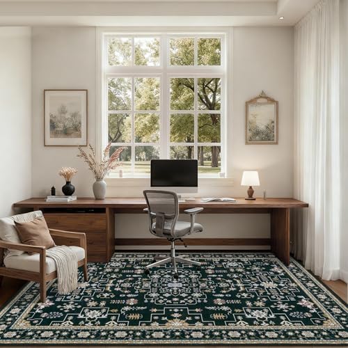 10x14 Area Rugs Living Room: Washable Vintage Rug for Bedroom Black - Image 5
