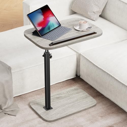 HUANUO TV Tray with Height Adjustment, 360° Swivel, 90° Tilt, Grey - Image 2