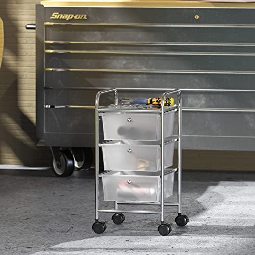 Simple Houseware 3 Drawers Rolling Utility Cart Art Craft Organizer, Chrome - Image 7