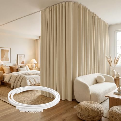 RYB HOME Room Divider Curtain with Flexible Track Wall/Ceiling Mount by RYBHOME