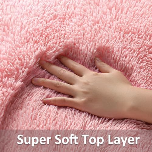 Ophanie Small Rug Washable Non Slip Throw Bedside Area Rugs, Fluffy Soft Pink Mini Bedroom Carpet, Affordable Door Entryway Indoor Inside Front Entrance Dog 2x3 Mat, Home Decor Aesthetic, Nursery - Image 2