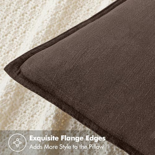 MIULEE Decorative Linen Pillow Covers 18x18 Inch Reddish Brown - Image 2