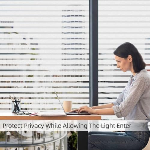 Qualsen Window Privacy Film Frosted Stripe Window Film, 11.8'' x 47.2'' - Image 4