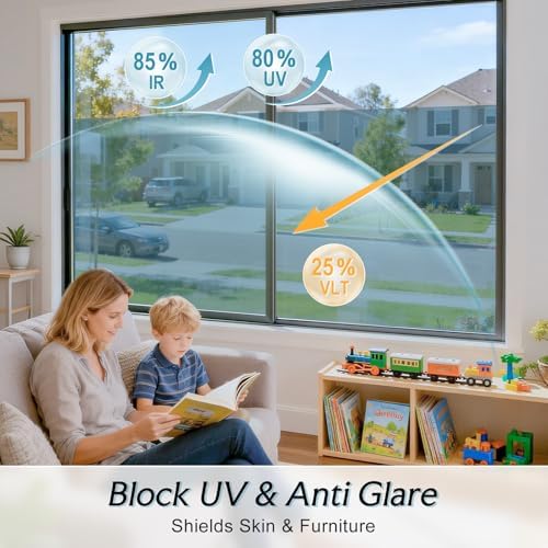 DOWELL One Way Window Privacy Film, Window Tint with Tools, Silver - Image 4