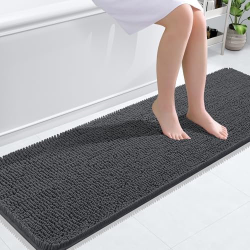OLANLY Bathroom Runner Rugs 59x20, Extra Soft Absorbent Chenille Bath Rugs by OLANLY