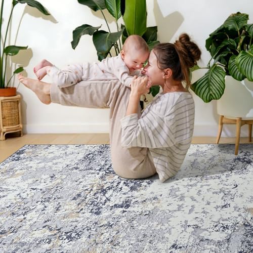 Toneed Washable 5x7 Area Rug with Non-Slip Backing for Living Room - Image 4