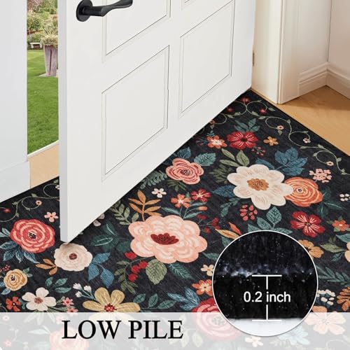 DUKINO 2x7 Runner Rug for Hallway, Washable Runner Rug Non Slip, Black - Image 6