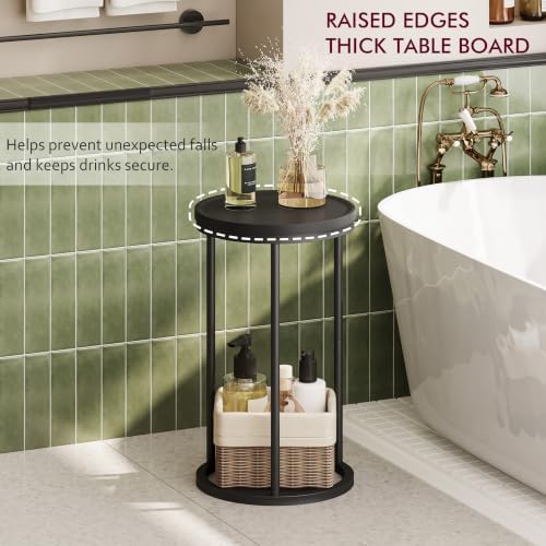 YAUKOMEL Small Round Side Table,Round Sofa End Table Black - Image 5