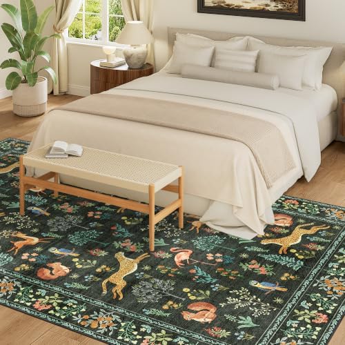 DUKINO 5x8 Area Rug for Bedroom, Soft Washable Animal Rug Non Slip, Black - Image 4