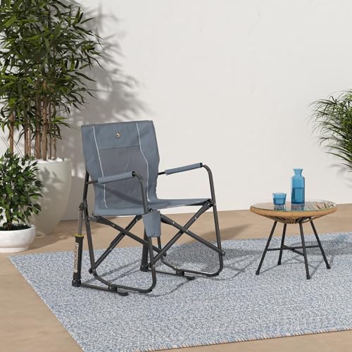 GCI Outdoor Freestyle Rocker Camping Chair | Portable Folding Rocking Chair with Solid, Durable Armrests, Drink Holder & Comfortable Backrest — Grey - Image 2