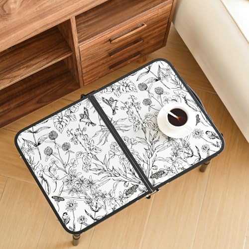 YihuiKo Small Camping Table, Vintage French Floral Pattern Folding Table - Image 2