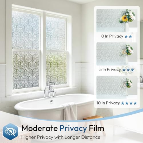 rabbitgoo Window Privacy Film, Diamond Pattern, 35.4" x 157.4" - Image 5