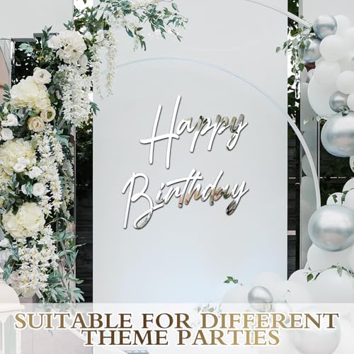 Yousoontic Happy Birthday Sign for Backdrop, 23 x 20 Inch, Classic, Silver - Image 5