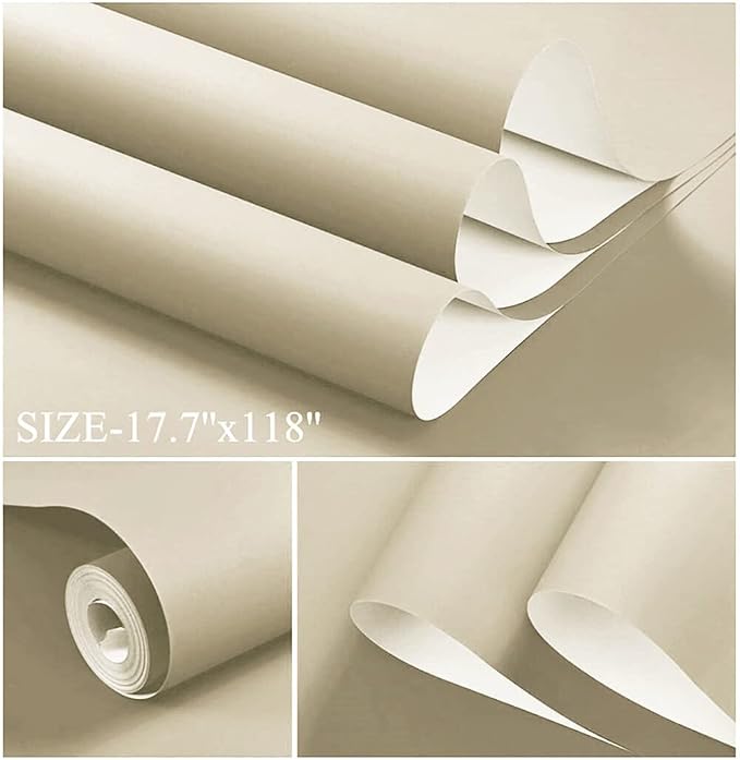 Dimoon 236''x17.7'' White Peel and Stick Wallpaper Contact Paper Modern Self Adhesive Wall Paper Removable Renter Friendly Textured Solid Color Cabinet Vinyl Roll (236''x17.7'',Ru Kiln White) - Image 2