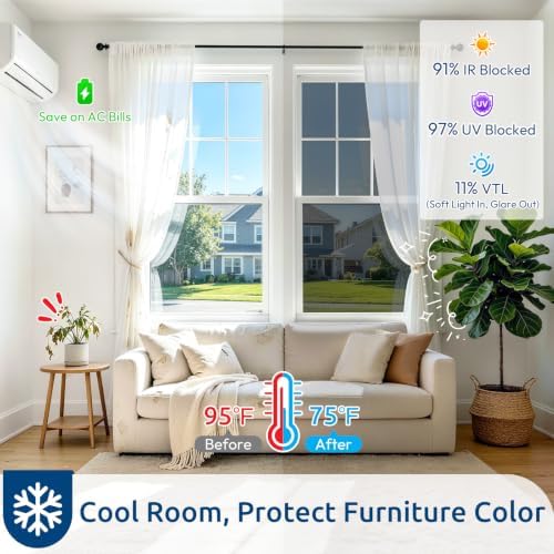 rabbitgoo Window Privacy Film One Way, 35.4" x 393.7", Black Silver - Image 2
