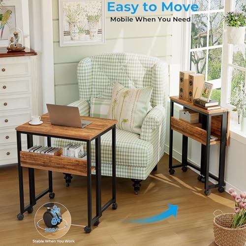 GreenForest Folding Desk with Wheels, 31.5" Rolling Table for Small Spaces - Image 4