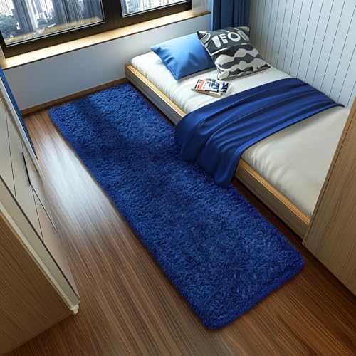 Ophanie Blue Runner Rug for Hallway, 2x6 Bedroom Bedside Living Room Rugs, Non Slip Fluffy Soft Shaggy Carpet for Kids Girls Boys Dorm Nursery Home Decor Aesthetic - Image 5