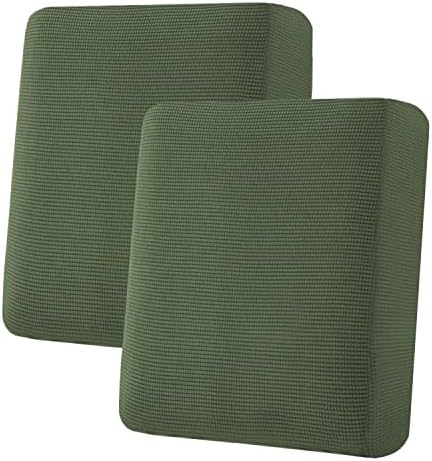 H.VERSAILTEX Super Stretch Individual Seat Cushion Covers Sofa Covers Couch Cushion Covers Slipcover Sets Thick Jacquard Textured Twill Fabric (2 Piece Medium Sofa Cushion Covers, Bronze Green) by HVERSAILTEX
