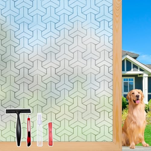 JAYONG Frosted Glass Window Privacy Film with Kit, Lattice 29.5'' x 78.7'' by JAYONG