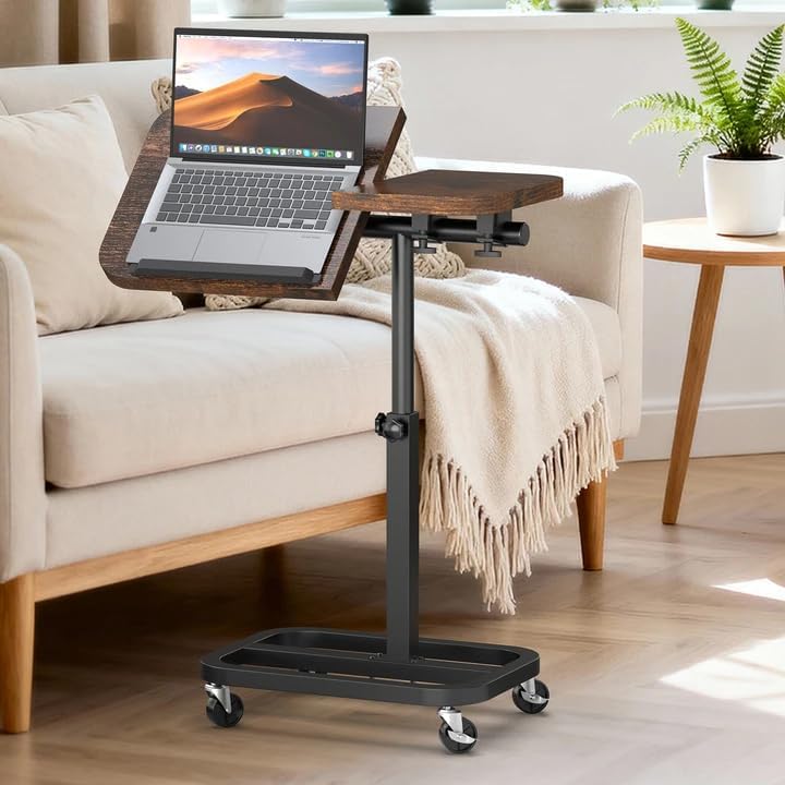 Portable Rolling Over Bed Laptop Desk, Adjustable Height and Tilt for Home by Unlockyourhomestoragelife
