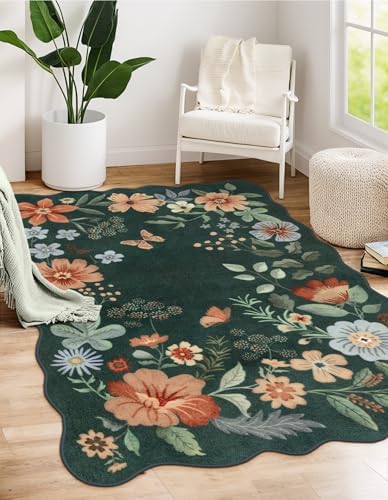 Lahome Floral Washable Rug, 3x5 Rug Soft Bedroom Rugs for Entryway Dorm by Lahome