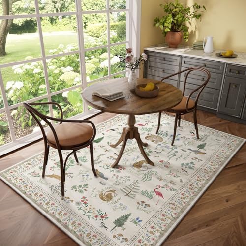5x7 Area Rugs for Living Room: Washable Bedroom Rug Vintage Rugs Stain Resistant Non Slip Low Pile Soft Lightweight Carpet Rugs for Kitchen Dining Room Farmhouse Nursery Kids Room Home Office - Image 6