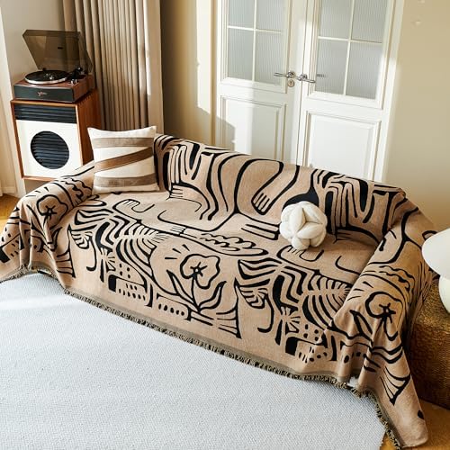 MYSKY HOME Couch Cover for Dogs, Washable Couch Covers, Sofa Covers for Sectional Sofa, Couch Cover 2 Cushion Sofa Dogs Furniture Protector, Chenille Sofa Covers for Pets, 71"x118", Abstract Coffee - Image 3