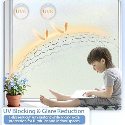 GTJ Frosted Glass Window Privacy Film, Static Cling No Glue, 17.5x157.5 in - Image 4