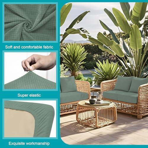 12 Piece Outdoor Cushion Covers, Patio Sofa Cushion Covers, Stretch Fit - Image 4
