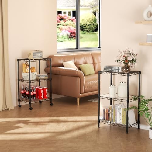 SINGAYE 3 Shelves Storage Shelf Wire Shelving Unit Metal Adjustable Wheels - Image 6