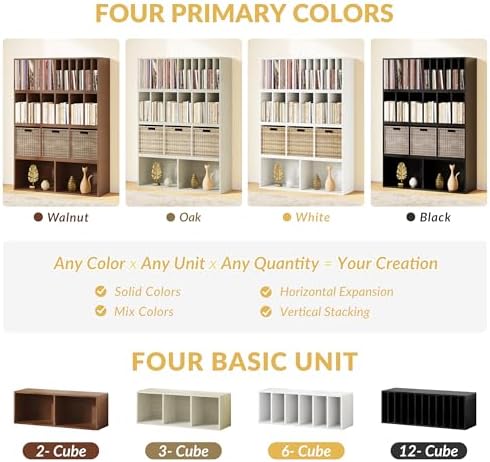IOTXY DIY Modular Cubby Bookcase - Stackable 12-Cube Open Bookshelf, White - Image 6