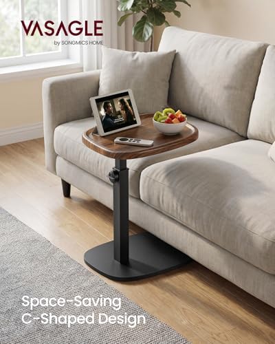 VASAGLE C Side Table Adjustable Height, Couch Sofa End Table, TV Tray - Image 3
