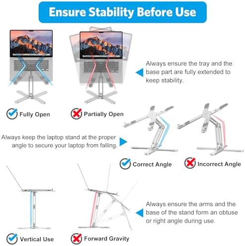 OMOTON LA10 360° Rotating Laptop Stand Riser Foldable for Desk, Silver - Image 5