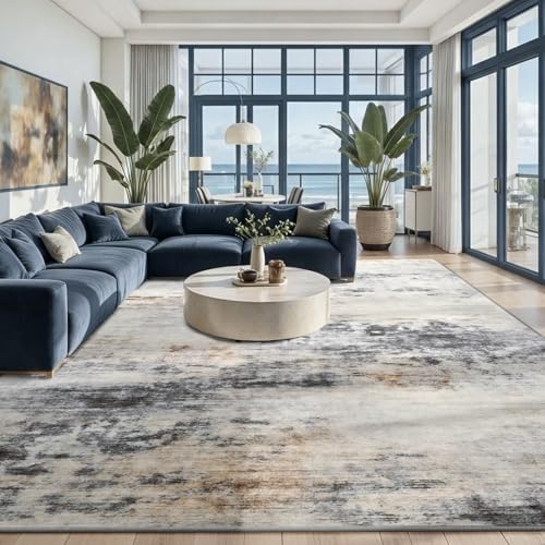 Toneed Washable 9x12 Area Rug with Non-Slip Backing for Living Room by Toneed