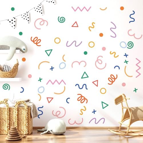 AOWDIAO 200 Pcs Geometric Wall Decals - Peel and Stick, Waterproof Vinly Colorful Wall Stickers for Kids Room, Playroom and Nursery - Image 6